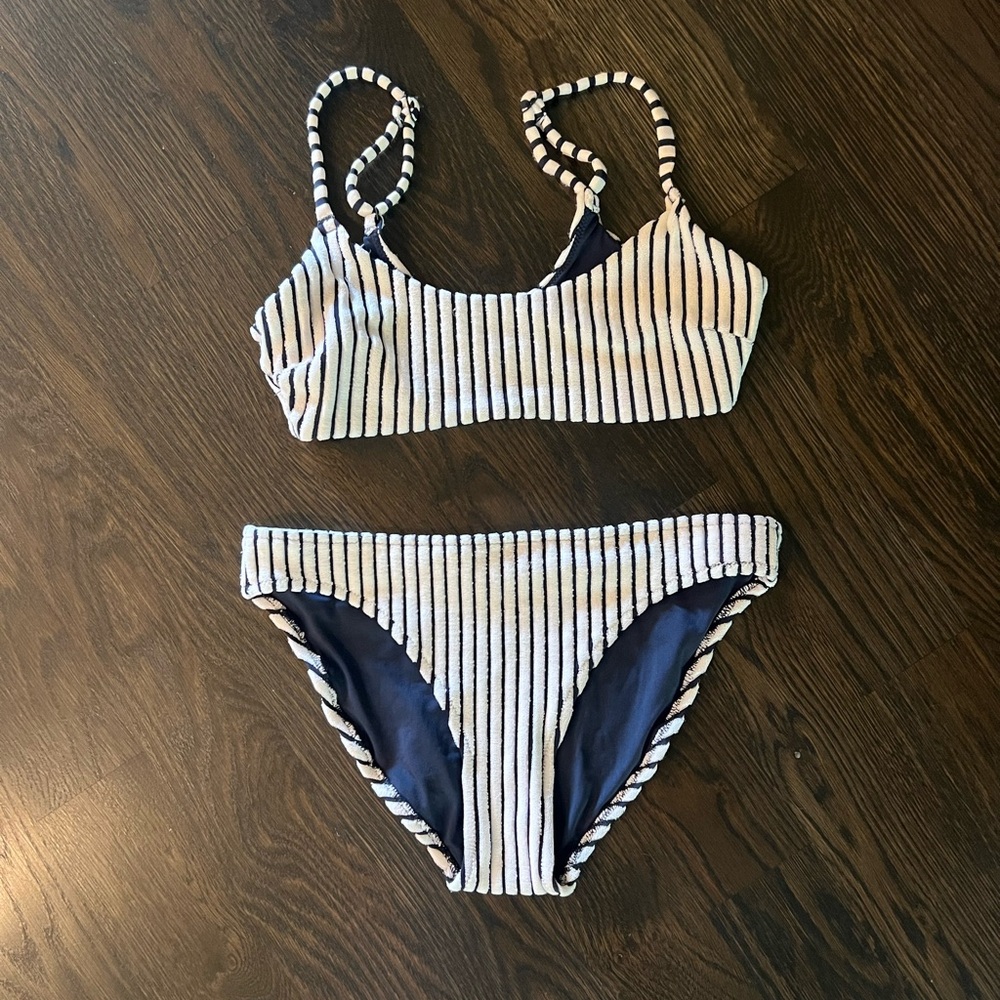 Aerie Navy and White Striped Bikini